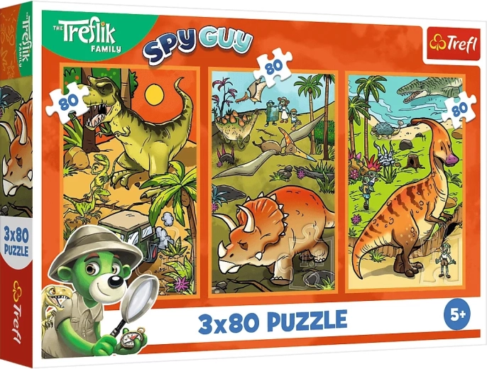 Puzzle Trefl Treflícii în lumea dinozaurilor 3x80 piese