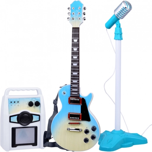 Chitară electrică cu microfon și amplificator pentru copii – set karaoke