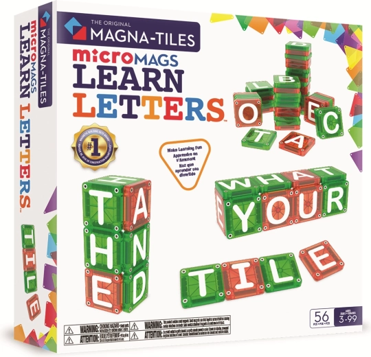 MAGNA-TILES set de construcție magnetică microMAGS cu litere, 56 de piese