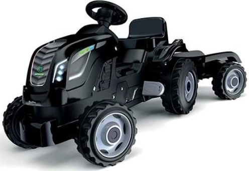 Tractor cu pedale și remorcă - negru