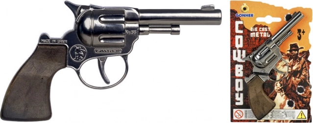 Revolver de cowboy cu 12 focuri, argintiu, mic