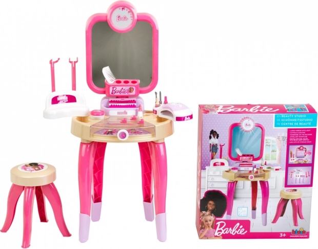 Măsuță de toaletă Barbie cu uscător de unghii și oglindă iluminată