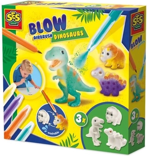 Set SES de markere cu efect de aerograf – dinozauri (3 figurine)