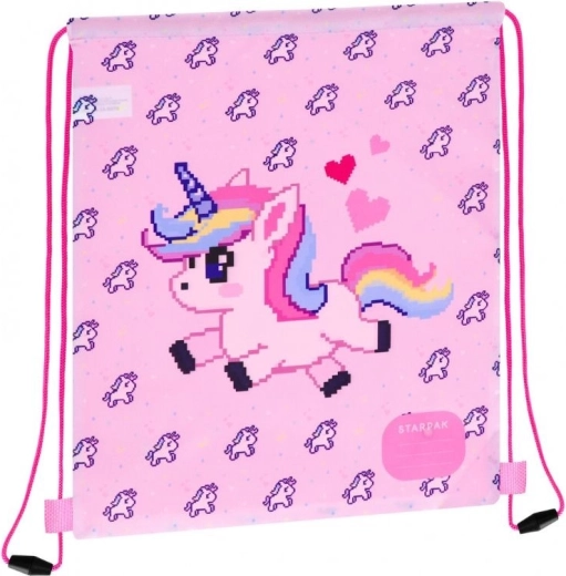 Săculeț sport cu șnur pentru spate Pixel unicorn - 1 bucată