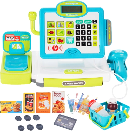 Casă de marcat pentru copii cu ecran tactil și scanner