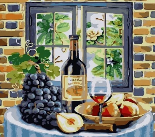 NORIMPEX Pictură pe numere, vin și fructe, 40 × 50 cm