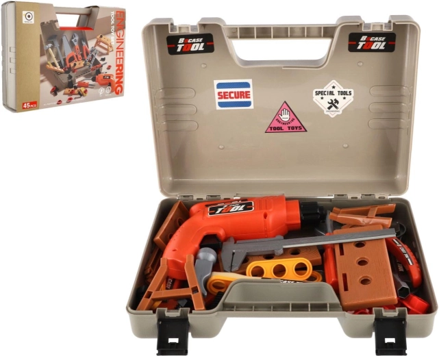 Set de scule pentru copii cu bormașină în geantă