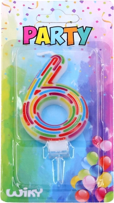 Lumânare pentru tort de petrecere numărul 6 – dungi