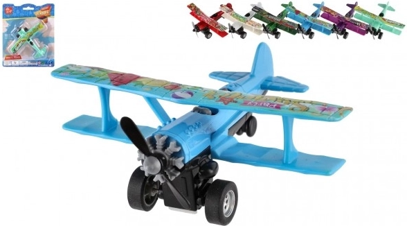 Biplan cu mecanism pull-back 10 × 11 cm, metal/plastic – mix de culori