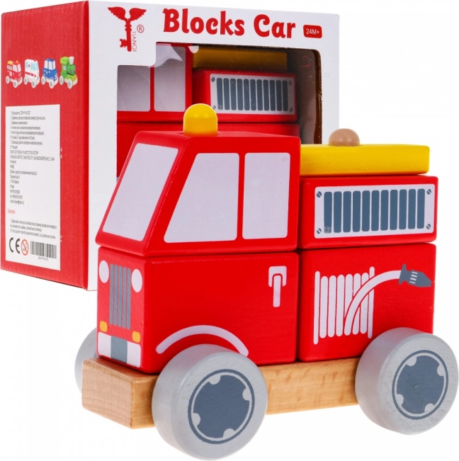 Mașinuță de pompieri din lemn – puzzle pentru copii