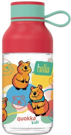 Sticlă pentru copii din Tritan Quokka Kids Ice happy quokka cu buclă, 430 ml