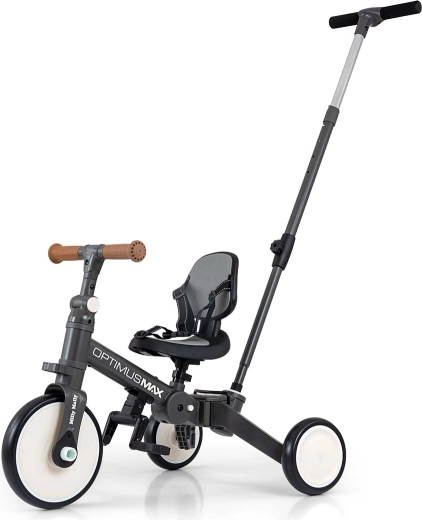 Bicicletă pentru copii 5 în 1 Milly Mally Optimus Max, gri închis