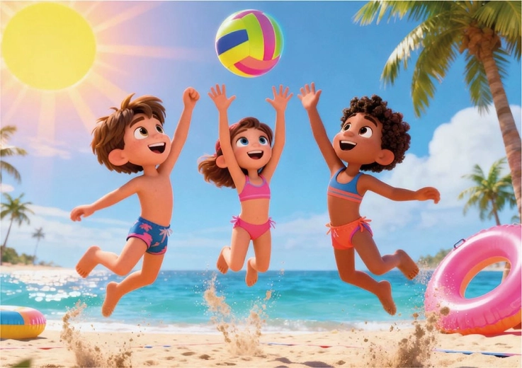 Ilustrații vesele de plajă care motivează la joacă