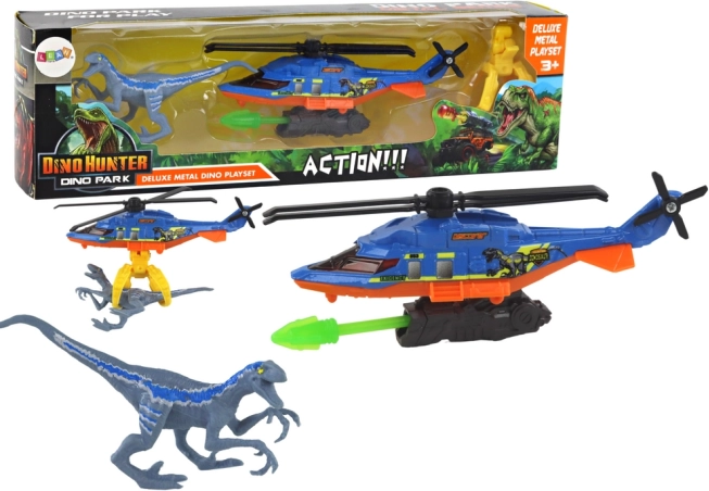 Elicopter cu dinozaur Dino Park, set albastru
