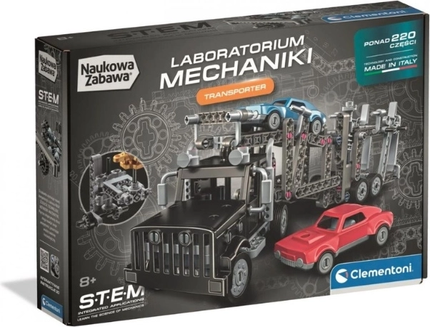 Clementoni Laboratorul de mecanică – transportor auto 2 în 1, set de construcție