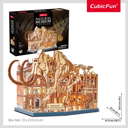 Puzzle 3D CubicFun Natural Museum Mamut cu iluminare LED