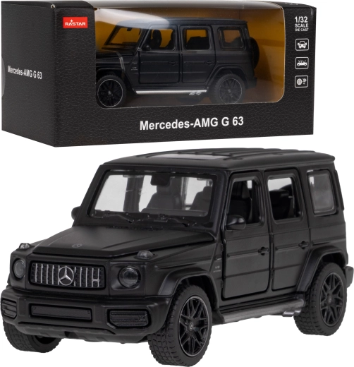 Model auto Mercedes‑AMG G 63 1:32 Rastar cu caroserie metalică și elemente care se deschid – neagră