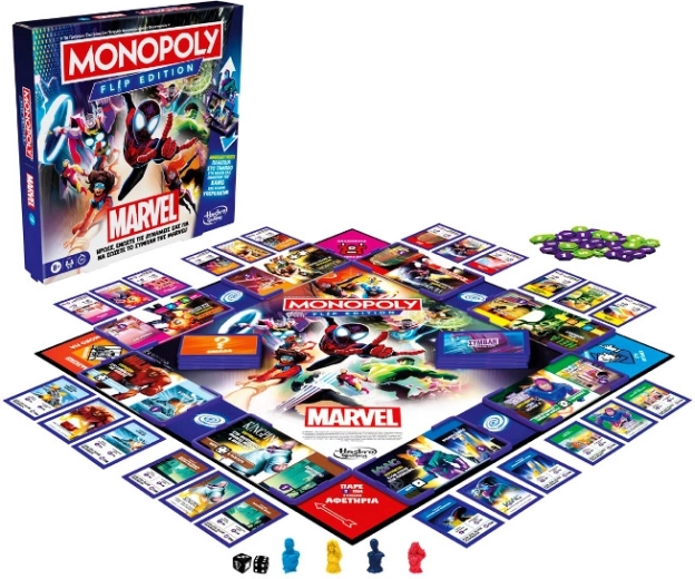 Monopoly Flip Marvel – joc de societate pentru familie în limba poloneză