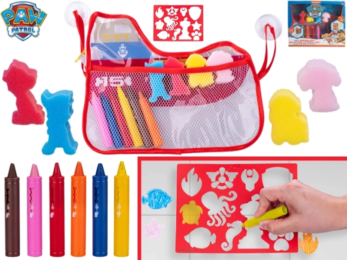 Set de desen pentru cadă Patrula Cățelușilor – creioane cerate lavabile și șabloane