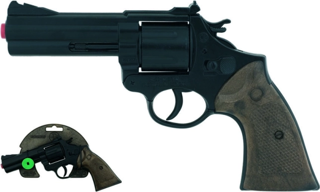 Revolver metalic de poliție cu capse, 12 focuri, negru