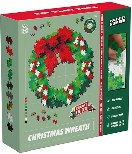 Plus-Plus puzzle după numere coroniță de Crăciun 500 piese