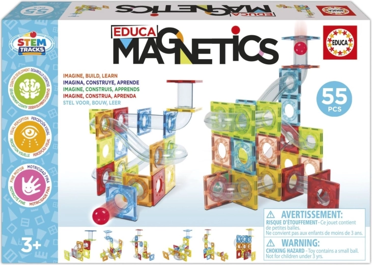 Educa Magnetics STEM pistă magnetică pentru bile, 55 de piese