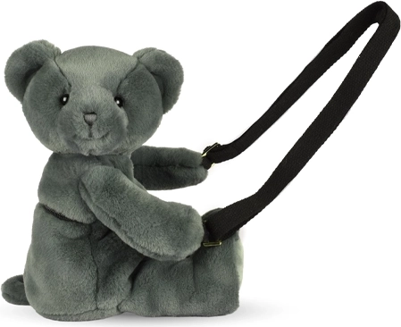Doudou geantă de pluș pe umăr ursuleț kaki 30 cm