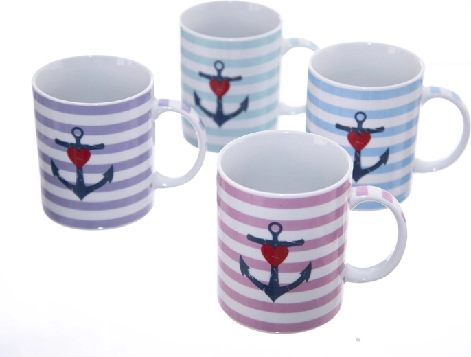 Cană ceramică cu motiv de ancoră și inimă 350 ml (mix 4 variante)
