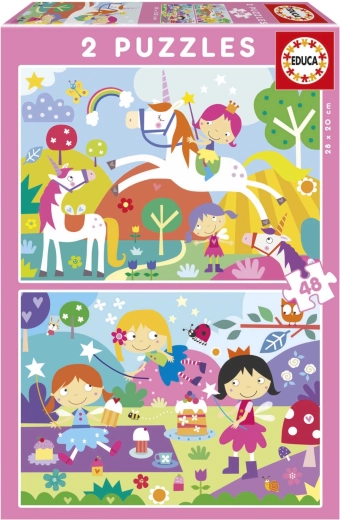 Puzzle Unicorni și zâne 2×48 piese