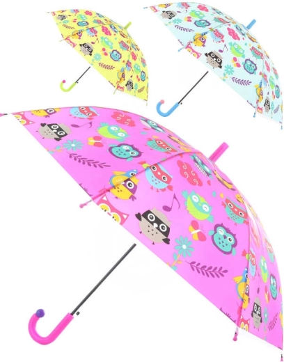 Umbrelă automată pentru copii cu bufnițe 83 × 66 cm - 1 bucată