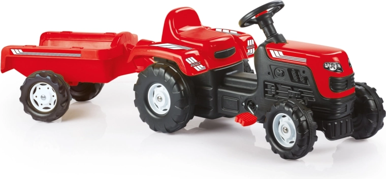 Tractor cu pedale Ranchero cu remorcă, roșu