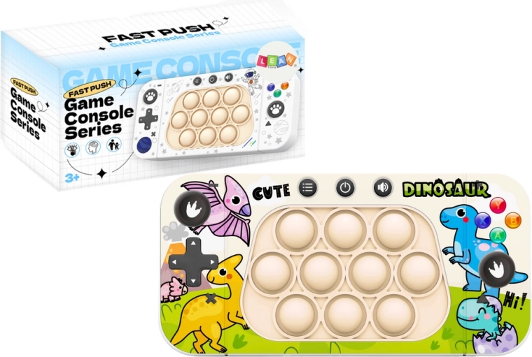consolă portabilă Pop It cu dinozauri și 4 moduri de joc