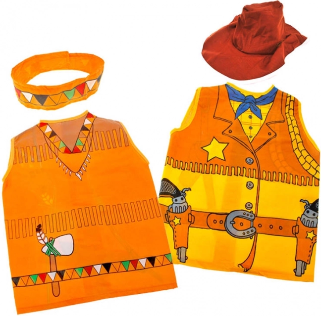 Costum pentru copii cowboy sau indian – vestă și pălărie