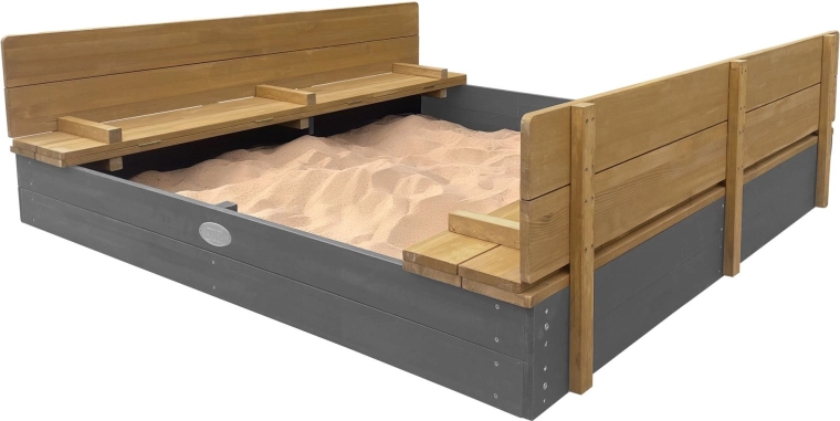 Nisipar AXI XXL Ella 150 × 150 cu capac rabatabil și băncuțe, gri