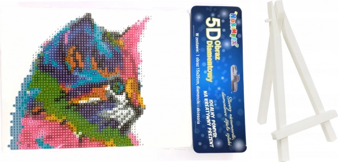 Pictură cu diamante Pisoi colorat 15 × 20 cm cu suport