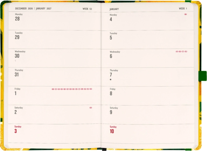 Calendar orizontal pe 14 zile pentru o vedere clară