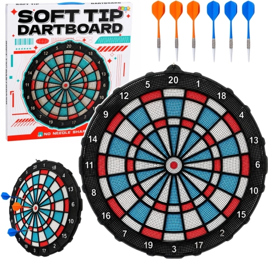 Țintă de darts Soft Tip 42,5 cm cu set de 6 săgeți