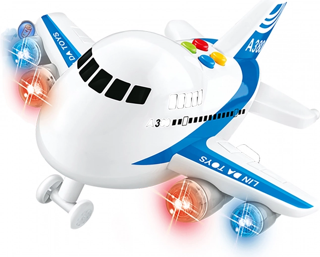 Avion cu mecanism inerțial cu efecte luminoase și sonore 22 cm