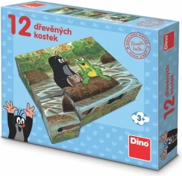Dino cuburi din lemn KRTIȘOR și animăluțe 12 buc