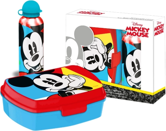 Set pentru copii cu caserolă de gustare și sticlă metalică MICKEY MOUSE
