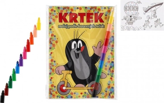 Carte de colorat Krtek A5 - Pictați după punctele colorate cu creioane cerate