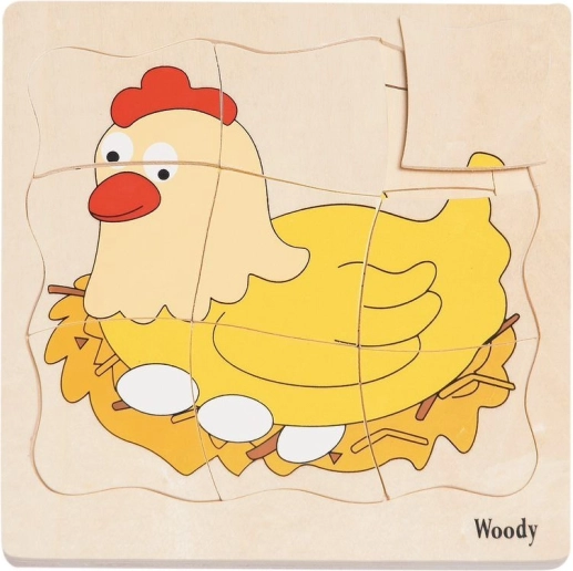 Puzzle stratificate din lemn Viața găinușei 3+