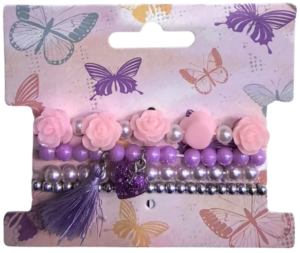 Set Pink de brățări cu mărgele cu flori, 4 buc.