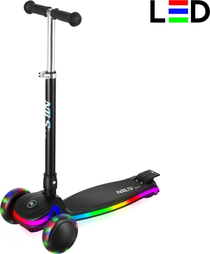 Nils Fun trotinetă pentru copii cu trei roți, cu deck LED