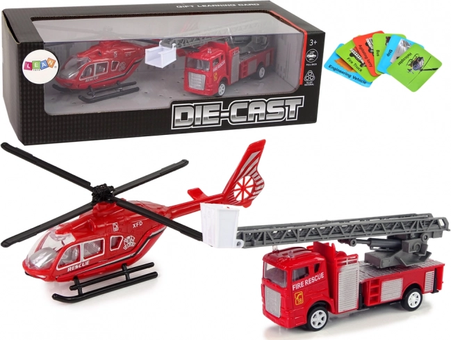 Set de jucării Mașini de pompieri și elicopter
