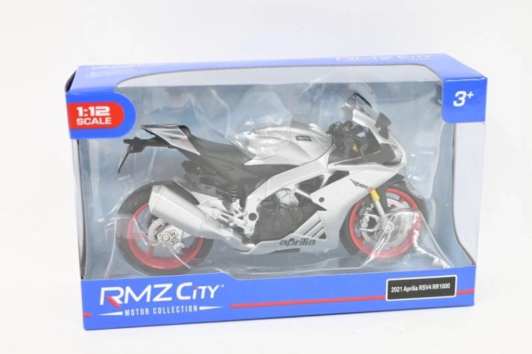 Model motocicletă RMZ Hobby Aprilia RSV4 1:12 argintiu