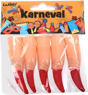 Degete din plastic cu gheare roșii pentru carnaval - 10 buc