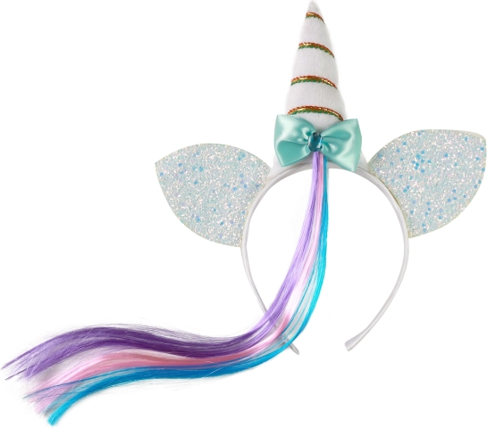 Bentiță unicorn cu șuviță curcubeu pentru copii