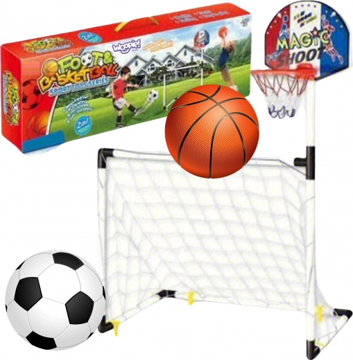 Set sportiv Woopie 2în1: Coș de baschet și poartă de fotbal
