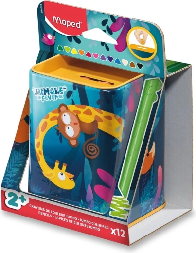 Creioane colorate Maped Infinity Kidy Jumbo Jungle Fever 12 buc.